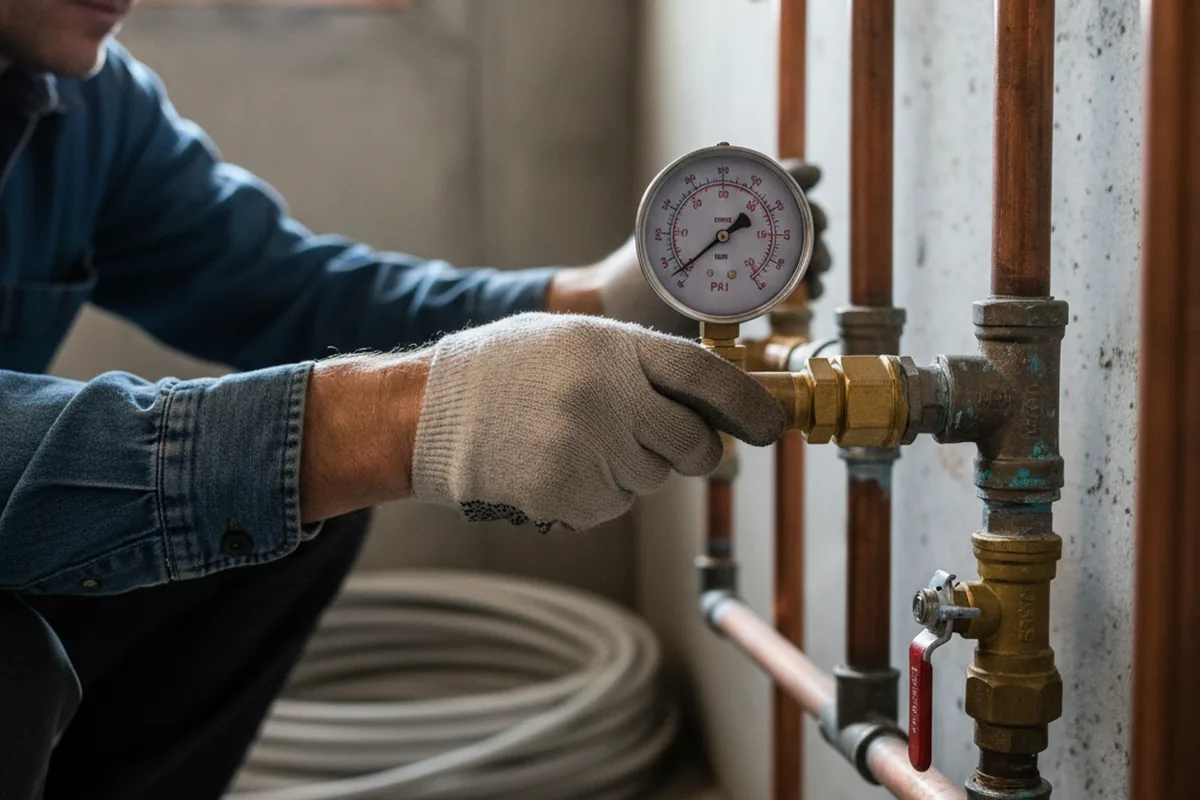 Pressure testing a repaired line during Water Line Repair in Random Lake